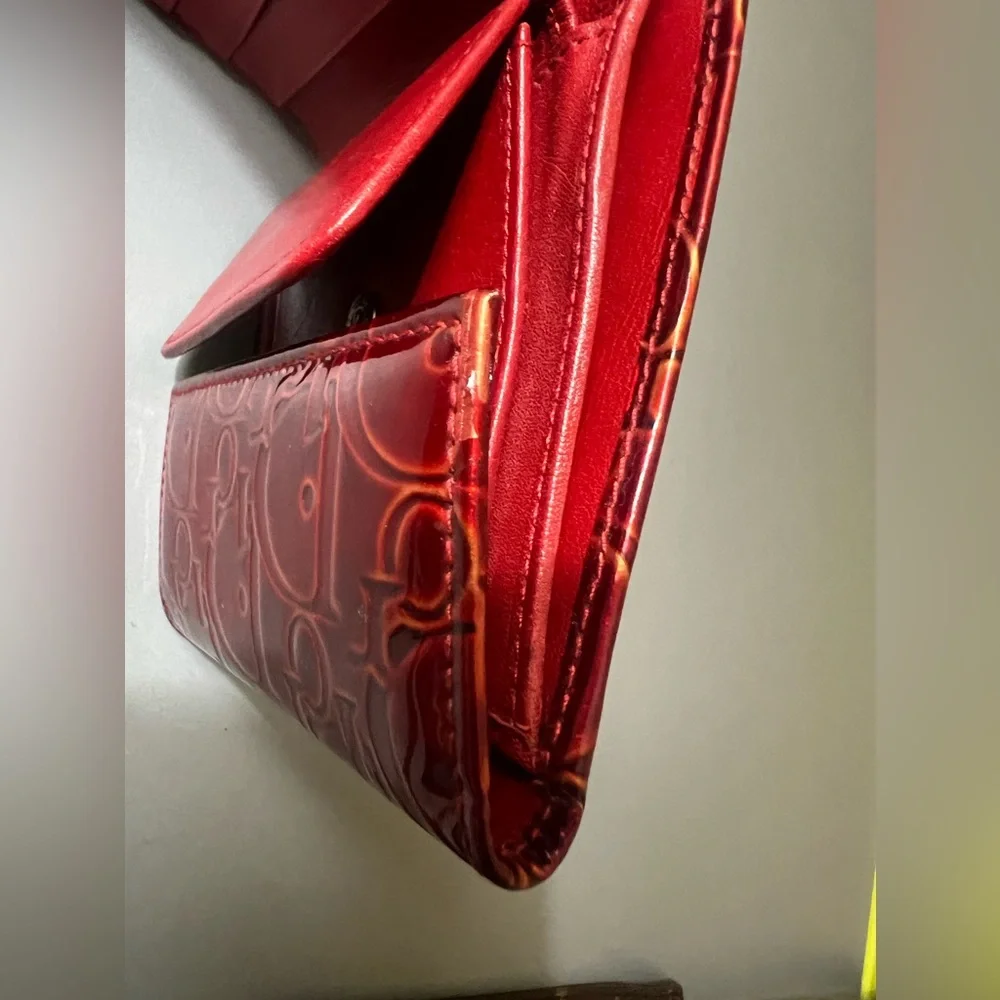 Dior Red Embossed Wallet